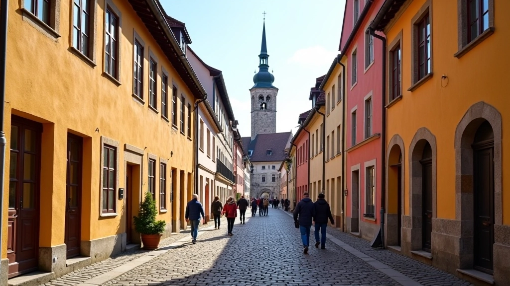 Historická dlážděná ulice ve středověkém městě Kutná Hora